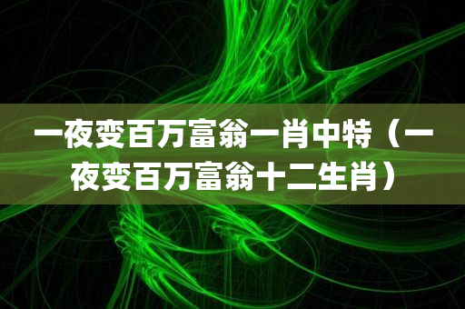 一夜变百万富翁一肖中特（一夜变百万富翁十二生肖）