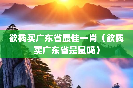 欲钱买广东省最佳一肖（欲钱买广东省是鼠吗）