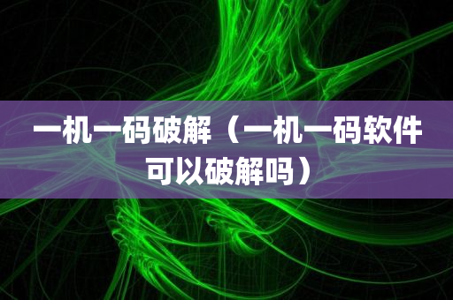 一机一码破解（一机一码软件可以破解吗）