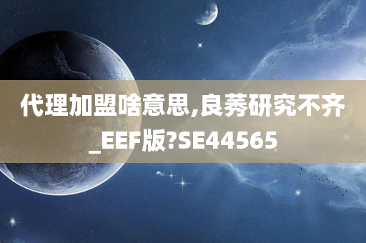 代理加盟啥意思,良莠研究不齐_EEF版?SE44565