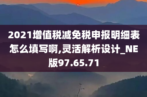 2021增值税减免税申报明细表怎么填写啊,灵活解析设计_NE版97.65.71