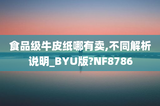 食品级牛皮纸哪有卖,不同解析说明_BYU版?NF8786