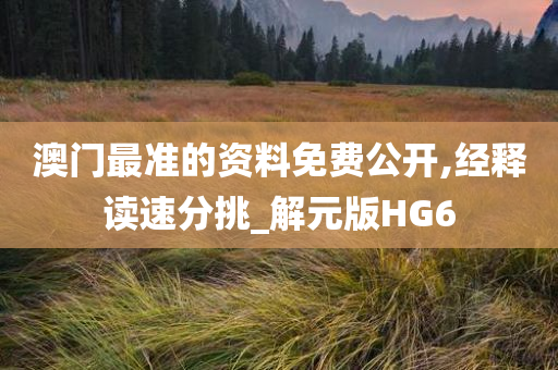 澳门最准的资料免费公开,经释读速分挑_解元版HG6