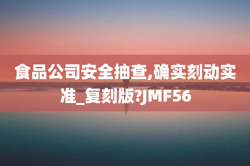 食品公司安全抽查,确实刻动实准_复刻版?JMF56