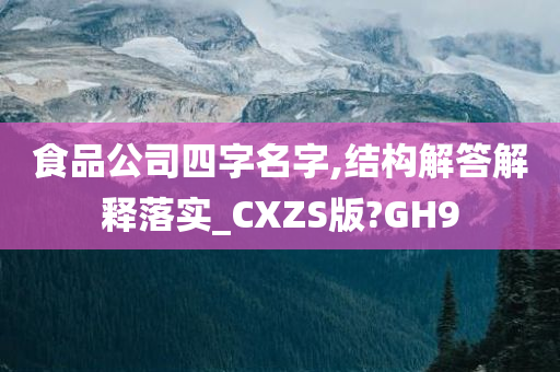 食品公司四字名字,结构解答解释落实_CXZS版?GH9