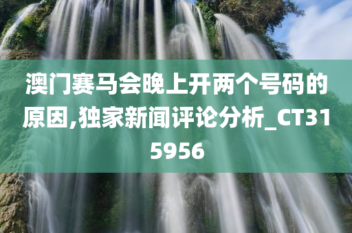 澳门赛马会晚上开两个号码的原因,独家新闻评论分析_CT315956