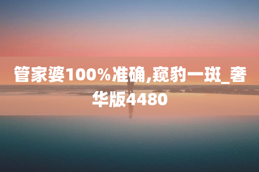 管家婆100%准确,窥豹一斑_奢华版4480