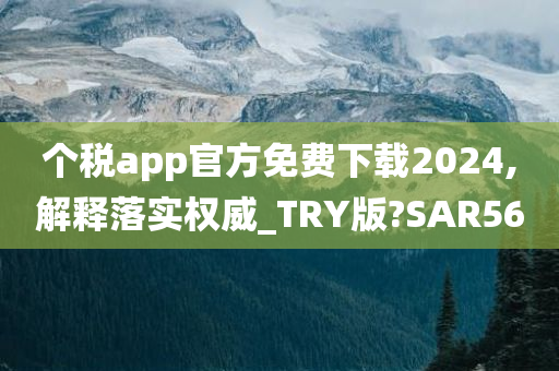 个税app官方免费下载2024,解释落实权威_TRY版?SAR56