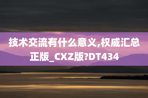 技术交流有什么意义,权威汇总正版_CXZ版?DT434