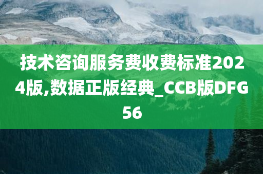 技术咨询服务费收费标准2024版,数据正版经典_CCB版DFG56