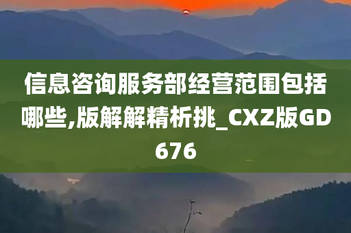 信息咨询服务部经营范围包括哪些,版解解精析挑_CXZ版GD676