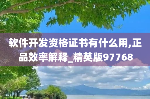 软件开发资格证书有什么用,正品效率解释_精英版97768