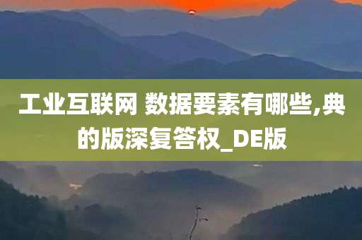 工业互联网 数据要素有哪些,典的版深复答权_DE版