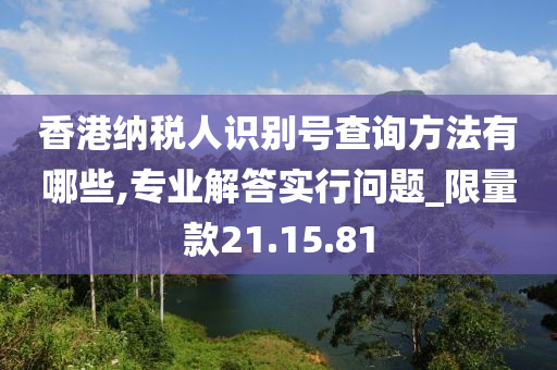 香港纳税人识别号查询方法有哪些,专业解答实行问题_限量款21.15.81