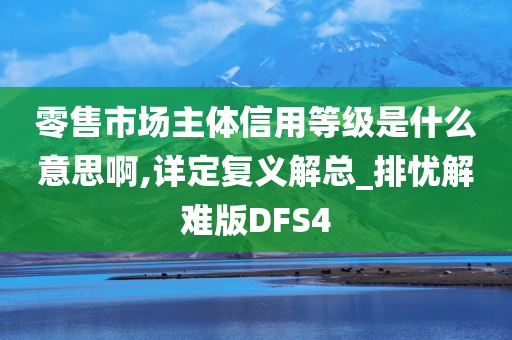 零售市场主体信用等级是什么意思啊,详定复义解总_排忧解难版DFS4